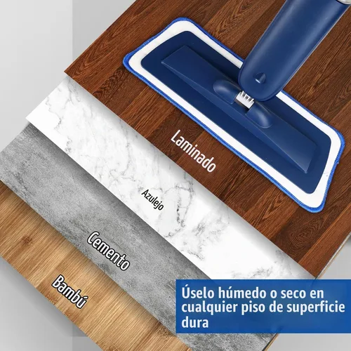 Vista 7 de PowerMop para limpieza de suelos con 3 almohadillas lavables, mopa de microfibra húmeda y seca con botella recargable de 24.3 fl oz para cocina