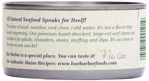 Vista 3 de Bar Harbor Large Cut Canned Chopped Surf Clams in Clam Juice, 6.5 oz. (Pack of 12)