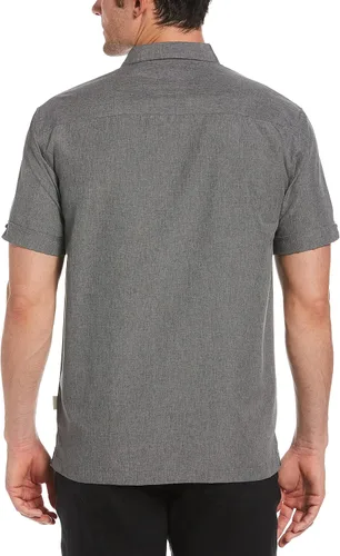 Vista 2 de Cubavera - Camisa de manga corta bordada en chambray para hombre, ajuste clásico, con botones, disponible en tallas grandes y altas