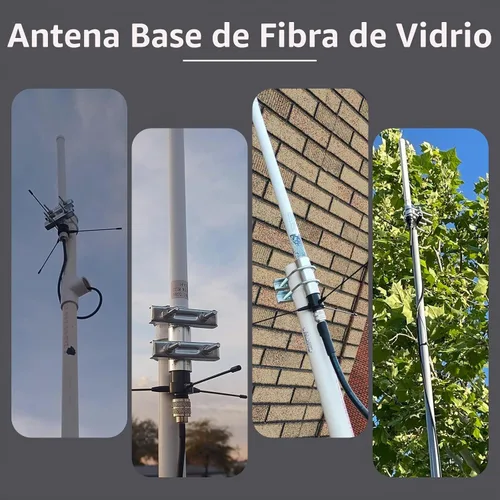 Vista 2 de Antena de fibra de vidrio UHF/VHF 136-174/400-470MHZ con kit de plano de tierra