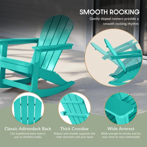 Vista 83 de WestinTrends Silla mecedora Malibu de poliéster para exterior/patio Adirondack, Negra