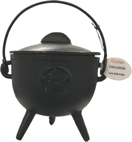 Vista 9 de Caldero de hierro fundido con tapa, 4" (Diosa de la Luna)