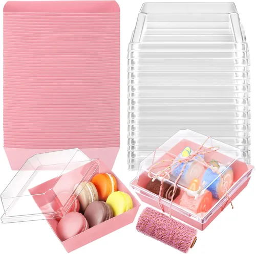 Vista 9 de Jetec Paquete de 50 Cajas de Charcutería con Tapas Transparentes y Cuerda de 4 Pulgadas Cajas Desechables Cuadradas para Postres con Tapas para Negro