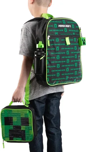 Vista 9 de BIOWORLD Minecraft Creeper - Mochila infantil de 5 piezas, color verde, talla única
