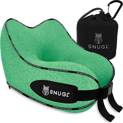 Vista 15 de SNUGL Almohada de viaje – Almohadas de espuma viscoelástica – Almohada para el cuello para avión con bolsa de transporte y clip – Almohadas de apoyo