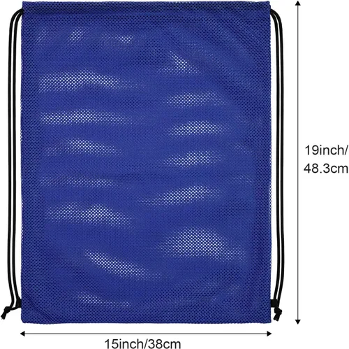 Vista 4 de Mochila con cordón de malla Bolsa de malla multifunción para natación, gimnasio, ropa, Azul oscuro, Viajar