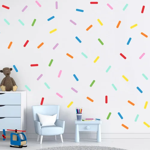 Vista 5 de Supzone 128 calcomanías coloridas de confeti, calcomanías de pared de confeti, acabado mate, calcomanías de vinilo para niños, guardería, sala