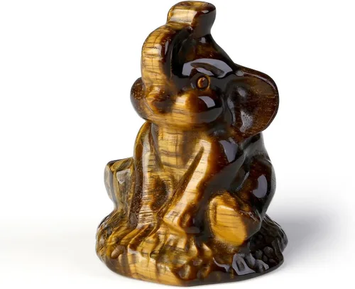 Vista 10 de ZHIYUXI Figura de elefante de cristal rosa de 2.2 pulgadas, decoración de estatua de elefante de cristal para estante de oficina en casa, regalos