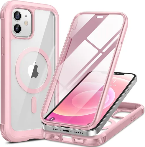 Vista 18 de Miracase - Funda magnética para iPhone 13 Pro Max de 6.7 pulgadas (compatible con MagSafe), transparente, completo, protector de pantalla de vidrio