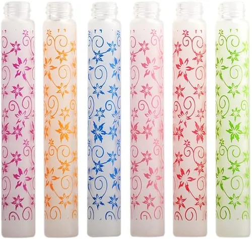 Vista 2 de Juego de 6 botellas de spray de perfume de vidrio de viaje vacías con estampado de flores mate de 0.3 fl oz