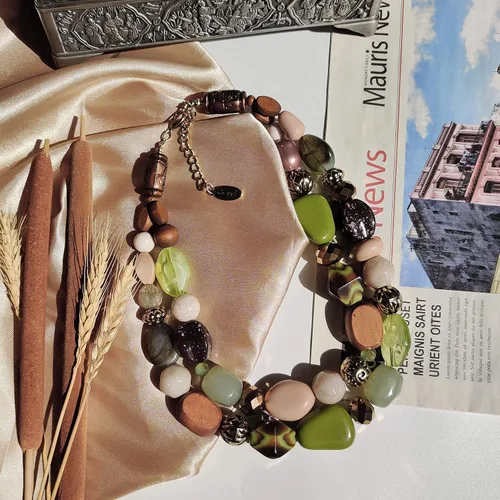 Vista 4 de BOCAR - Collar con dije a la moda con cuentas de abalorios de 2 capas para regalos de mujer
