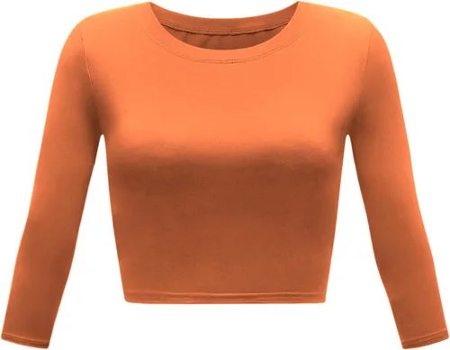 Vista 8 de Camiseta corta para mujer, cuello redondo, manga 3/4, casual, Y2K, linda camiseta corta para yoga