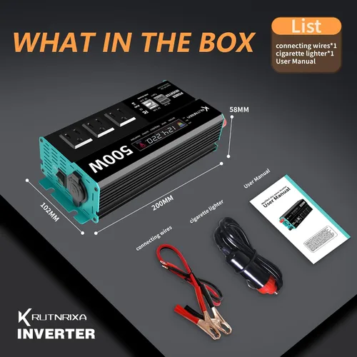Vista 3 de Inversores de potencia de 500 W, pico de 1000 W, 12 V CC a 110 V CA, convertidor para vehículos USB-C/PD de 25 W, puertos de carga rápida, adaptador