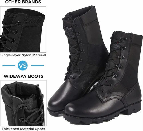 Vista 3 de WIDEWAY Botas tácticas del ejército para hombre, botas de combate ligeras, botas de selva, botas de trabajo militares, botas de desierto