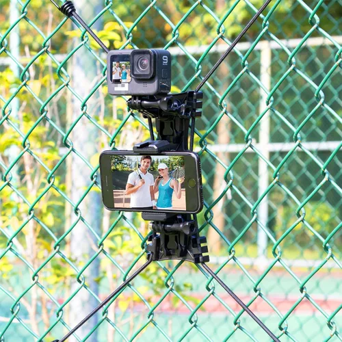 Vista 5 de Soporte de valla para smartphone con soporte para batería - Entrenamiento de tenis y pickleball Kit de montaje de Game Changer compatible