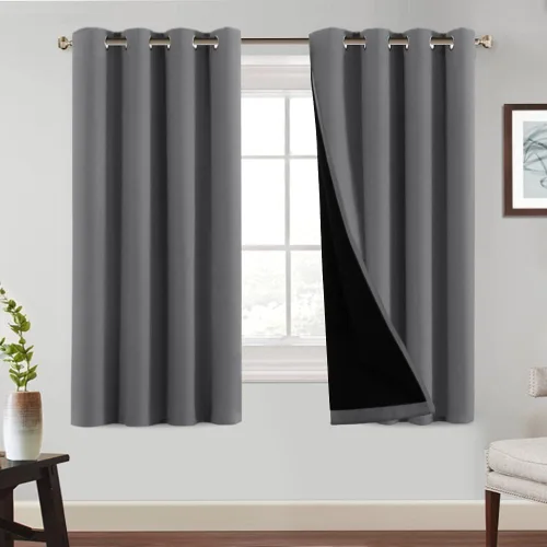 Vista 40 de PrinceDeco Cortinas 100% opacas de 54 pulgadas de largo, completamente opacas, tratamiento de ventanas, cortinas forradas con aislamiento térmico