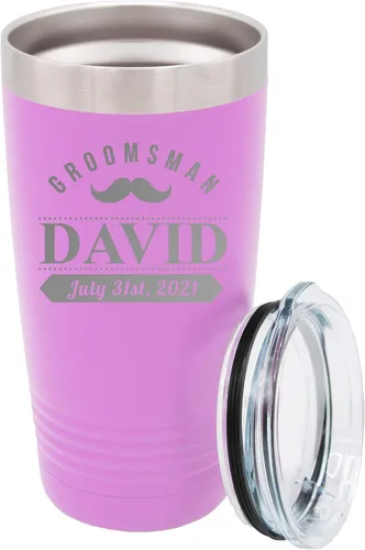Vista 33 de Vaso de padrinos de boda grabado personalizado, taza de acero inoxidable aislada personalizada para padrino de boda, despedida de soltero, boda
