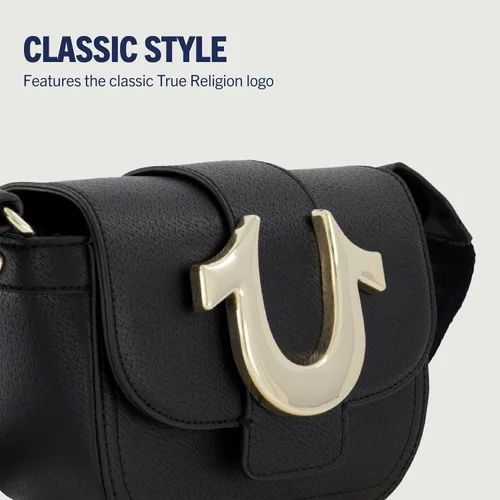 Vista 3 de True Religion Women's Crossbody Bag, Mini Flap Adjustable Shoulder Handbag with Horseshoe Logo