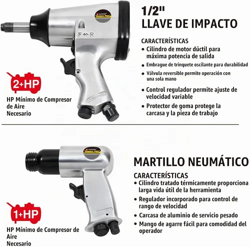 Vista 3 de Kit de herramientas de aire y accesorios Trades Pro, 71 piezas, llave de impacto, carraca de aire, amoladora de ángulo, martillo de aire, accesorios
