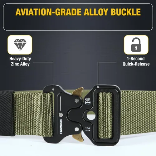 Vista 3 de KingMoore - Cinturón táctico para hombre, resistente, ajustable, estilo militar, de nailon con hebilla de metal