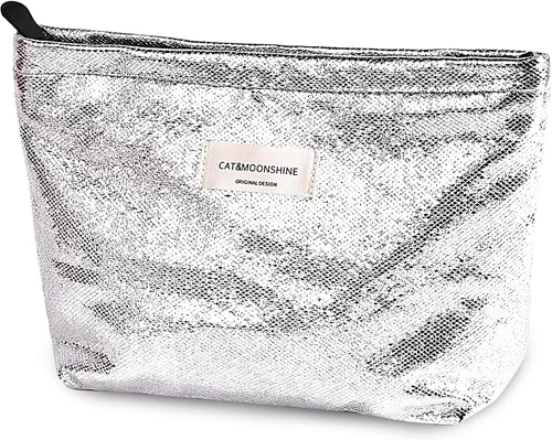 Vista 18 de Sminra Bolsa de Maquillaje Bolsa de Cosméticos Bolsa de Aseo de Lona Preppy para Mujeres Linda Bolsa con Cremallera Organizador Accesorios de Viaje