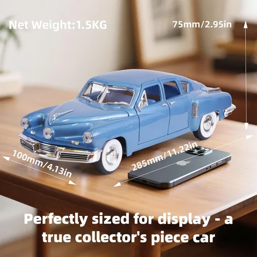 Vista 3 de 1948 Tucker Torpedo Escala 1/18 Modelo de Metal Fundido a Presión Premium Colección Clásica Vintage de Aleación de Coches con Vitrina, para Hombres