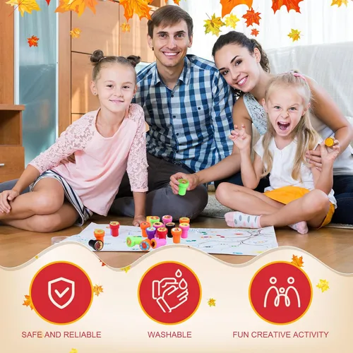 Vista 4 de Jenaai 24 sellos de otoño para niños, regalos de fiesta de otoño, sellos de tinta a granel, regalos de fiesta de Acción de Gracias, varios sellos
