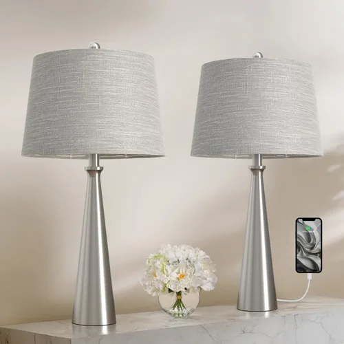 Vista 17 de Oneach Lámparas de mesa de 25.75 pulgadas para sala de estar, lámpara de noche regulable de 3 vías, con control táctil regulable de 3 vías, moderna