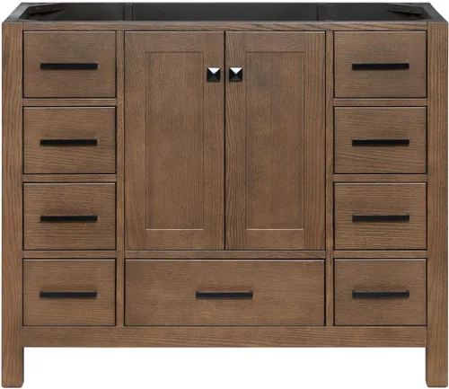 Vista 49 de ARIEL Cambridge Mueble base de tocador de baño de 36 pulgadas, madera maciza, 2 puertas de cierre suave, 5 cajones de cola de milano, roble marrón