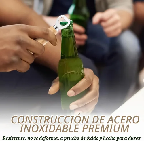 Vista 5 de Abrebotellas de cerveza con mango de madera para grabado de sidra, abrebotellas de vino, regalos de boda