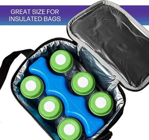 Vista 4 de Bolsa de hielo para enfriadores, almacenamiento de botellas de leche materna, caja de almuerzo, paquete de congelador contorneado aislado, paquete