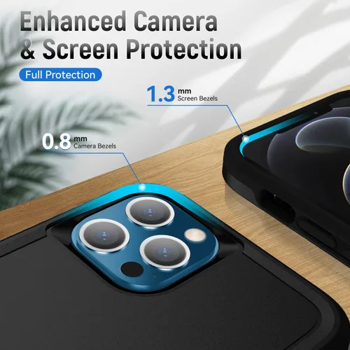 Vista 4 de Funda para iPhone 12 Pro Max, con protector de pantalla, [probada contra caídas de grado militar], resistente, resistente, a prueba de golpes