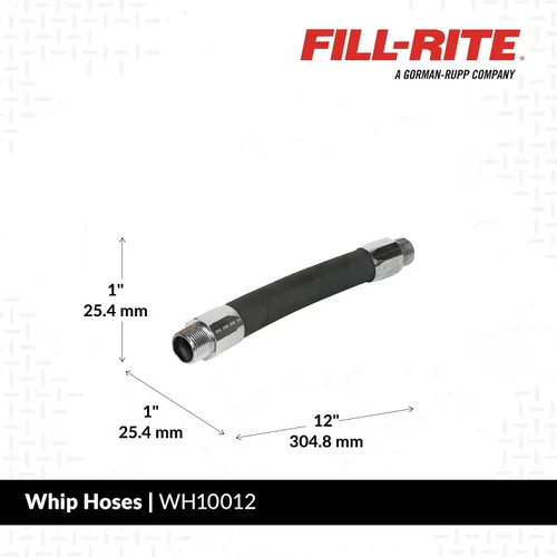Vista 2 de Fill-Rite WH10012 1" x 12" (30,5 cm) Manguera de látigo de aluminio