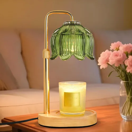 Vista 13 de XJZJY Lámpara calentadora de velas con regulador de temporizador, altura ajustable, calentador de cera de tulipán marrón, regalo de cumpleaños