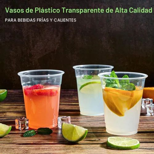Vista 5 de FOCUSLINE Paquete de 300 vasos de plástico transparente desechables de 12 oz, vasos de plástico transparente desechables, vaso para beber para agua