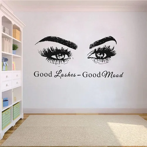 Vista 3 de Adhesivo para pared de ojos para decoración de interiores del hogar, pestañas de salón de belleza, pestañas para pared, calcomanía de cejas