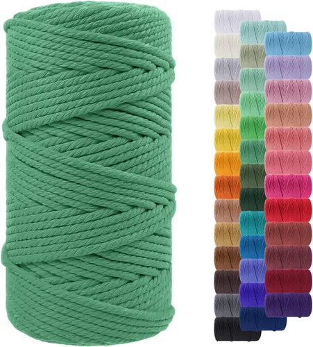 Vista 124 de Cordón de macramé de 0.079 pulgadas, cuerda de algodón natural de 109 yardas, hilo de cuerda de macramé para manualidades, ganchos de pared
