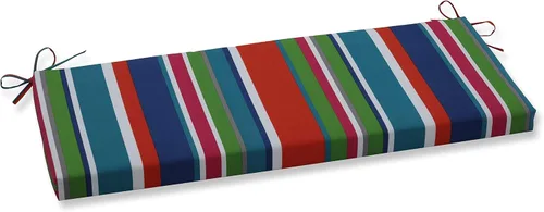 Vista 8 de Pillow Perfect Cojín de banco para sofá de interior/exterior con lazos, resistente a la intemperie y a la decoloración, 18 x 45 pulgadas, rayas