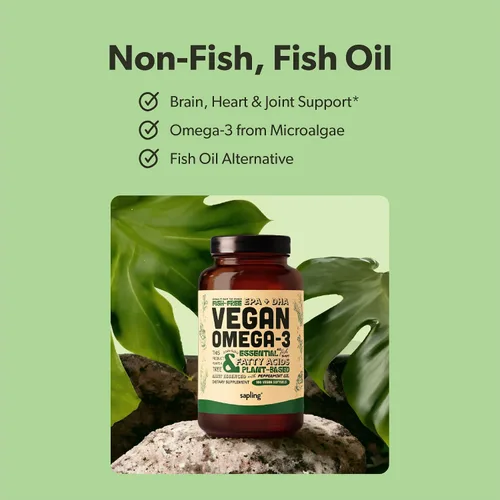 Vista 3 de Vegano Omega 3 180 cápsulas blandas y algas Calcio y Vitamina B Complejo Bundle – DHA y EPA a base de plantas, suplemento de calcio de algas rojas