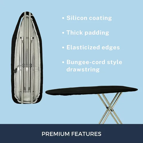 Vista 3 de SAVUK Funda y almohadilla para tabla de planchar, 18 x 49 pulgadas, extra ancha, ajuste de borde elástico ajustable, extra gruesa, reflectante