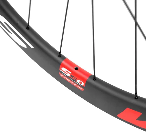 Vista 7 de SUPERTEAM Juego de ruedas de disco de carbono 50C-25 700c Clincher Center Lock Thru Axle blanco y rojo