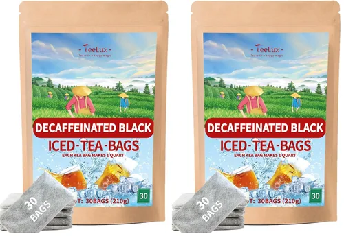 Vista 8 de TeeLux Té negro descafeinado, bolsas de té negro descafeinado, tamaño familiar, sabor suave y refrescante, té helado sin azúcar, 30