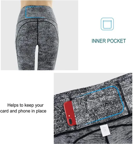 Vista 6 de The Gym People - Pantalones deportivos gruesos de tiro alto, con bolsillos y control de abdomen, leggings para entrenar, correr, hacer yoga