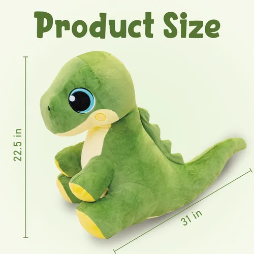 Vista 2 de 31" Animales de peluche grandes de dinosaurio para niños, suaves juguetes de Trex de peluche, dinosaurio grande de peluche, juguetes de dinosaurio