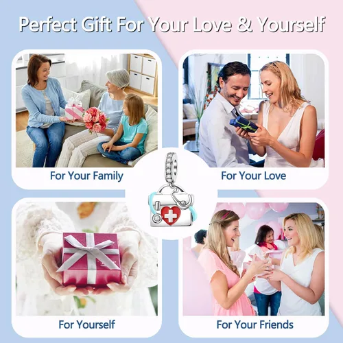 Vista 7 de Dije colgante de plata de ley 925 para pulsera y collar para el día de la madre, Plata esterlina