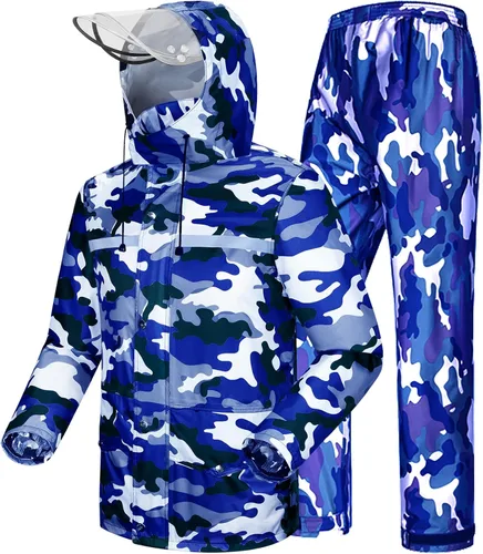 Vista 10 de iCreek Traje de lluvia impermeable Hi Vis impermeable reflectante lluvia verde militar (army green camouflage)