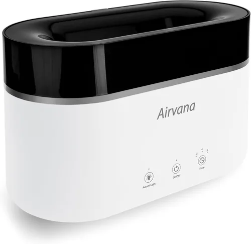 Vista 10 de AquaFlame Humidificador ultrasónico (0.75 litros) - Humidificador con tecnología de vibración con difusor de aceite esencial - Diseño de mesa