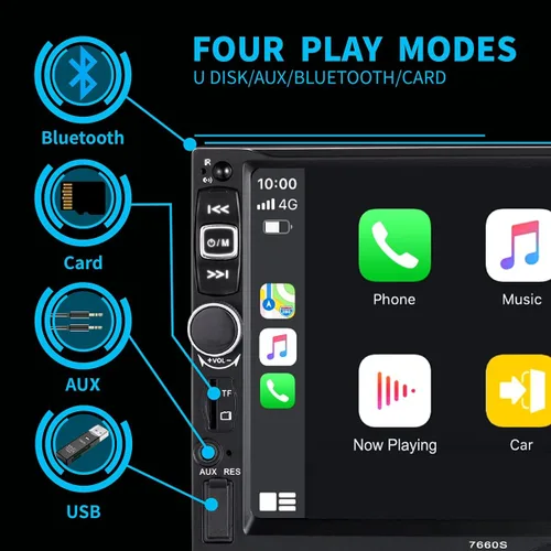 Vista 7 de Radio estéreo de coche doble DIN compatible con Apple Carplay y Android Auto, pantalla táctil HD de 7 pulgadas con control de voz, Mirror Link