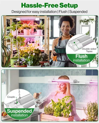Vista 8 de Sunco - Luz LED de crecimiento de 1 pie, 10 W, espectro completo, para inicio de semillas, plántulas, plantas de interior, enchufe suspendido