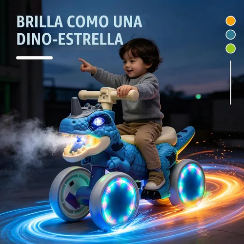 Vista 6 de Bicicleta de equilibrio de dinosaurio para niños pequeños, juguete Azul